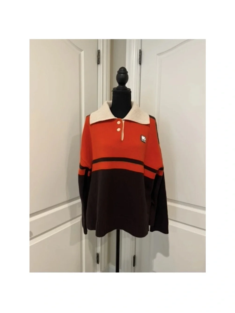 Wales Bonner Red, Black & Cream V-Neck Rugby Sweater